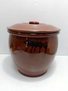G2478【美品】飴釉 蓋付き 陶器 漬物壺（8号サイズ） - メルカリ