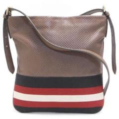 極美品 近年モデル BALLY バリー ショルダーバッグ サコッシュ レザー 極美品 バリー サコッシュ ショルダーバッグ パンチングレザー モカ系