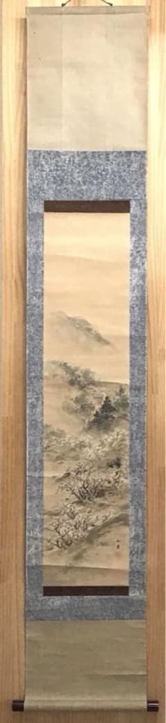 K茶道具 掛軸 奈良の名勝「月瀬春景(梅花)圖」 秋峯作 自作桐箱 S205KJ