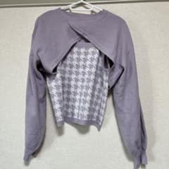 千鳥格子柄 アンサンブル ニット 長袖のサムネイル