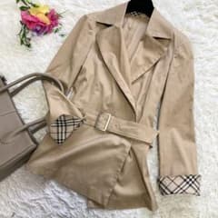 極美品 バーバリー ノバチェック ショートトレンチコート ハニー