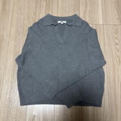 UNIQLO スムースコットンリラックスポロセーター　グレー　Mサイズのサムネイル
