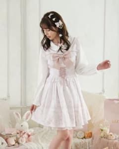 LIZLISA GirlPretty柄ワンピース ピンク 白のサムネイル