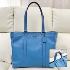 美品】 coach トートバッグ ダブルハンドル ブルー - メルカリ