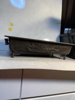 古銅 雲龍文 渡雲鑄 銘 水盤 木村渡雲 茶道具 花器台 香炉台 明治期 古銅 雲龍文 渡雲鑄 銘 水盤 木村渡雲 茶道具 花器台 香炉台 明治期