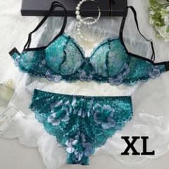 花柄レース ブラジャーショーツセット XLのサムネイル