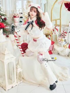 Malymoonサンタコスプレ ホワイトスフレニット雪うさぎサンタのサムネイル