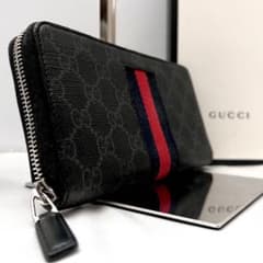 ◇極美品◇グッチ 長財布 GGスプリーム×シェリー ブラック 408831