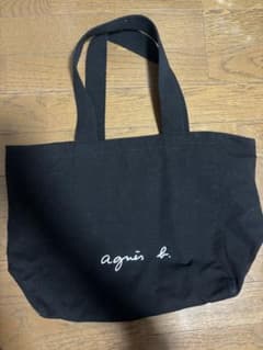 agnes b. アニエスベー キャンバス ロゴトートバッグ 黒のサムネイル