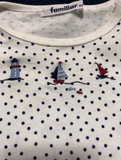 familiar ドット柄 フリル袖 Tシャツ 80 美品のサムネイル