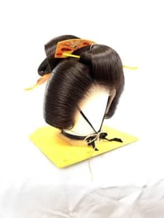 中古日本髪 大衆演劇かつら 辰巳9号大サイズ 金髪ツートン リボン髷 