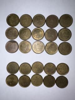 【M10】旧１円 黄銅貨 15枚 50銭硬貨10枚 合計25枚のサムネイル