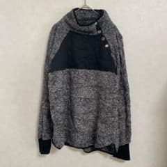 Thumbnail of ボア プルオーバー 異素材 ハイネック 長袖 Ｌ 灰色 黒 冬 キャンプ 古着