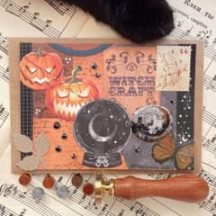 ハロウィンと魔法をテーマにしたハンドメイドのコラージュカード ハロウィンと魔法をテーマにしたハンドメイドのコラージュカード