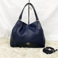 極美品 コーチ ショルダーバッグ 2way イーディーレザー チャーム ネイビーのサムネイル
