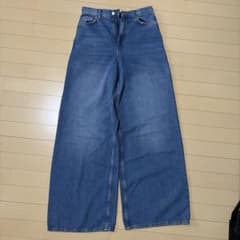 ZARA ハイウエスト ワイドデニムパンツ ブルーのサムネイル