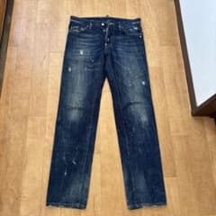 値下げ DSQUARED2ダメージ加工 ダークブルー ストレートデニムパンツのサムネイル