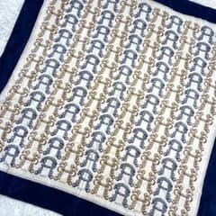 구찌 GUCCI 스카프 총무늬 쇠장식 회화풍 대형 체인 실크 100