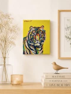 カラフルな虎の原画　F4号キャンバス　手描き　現代アート　絵画　トラ　動物画 カラフルな虎の原画 F0号キャンバス 絵画 現代アート 手描き イラスト