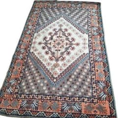 希少色】ブルーグレー×オレンジピンク ヴィンテージラグ トライバル