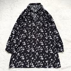 美品】セオリーリュクス 花柄ブラウス オーバーサイズ ブラック 38 