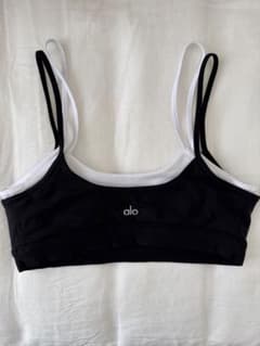 Alo Yoga Double Up Bra ブラック×ホワイト M 美品 - メルカリ