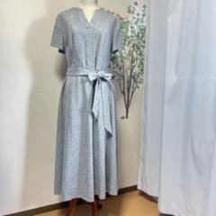 アンタイトル ✨洗える 麻調スラブツイル フレアワンピース Aライン