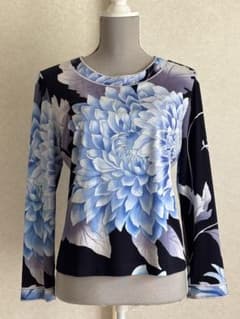 ア*カ様 ★希少★【LEONARD】カンカン素材　ダリア　ブルー　長袖トップス ア*カ様 ☆希少☆【LEONARD】カンカン素材 ダリア ブルー 長袖トップス