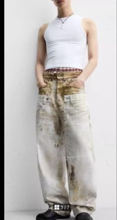 ZARA × Andersson Bell ダブルウエスト プリントデニムパンツ ZARA×Andersson Bell ダブルウエストプリントデニムパンツ 42