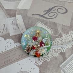 326 サークル✴クリスマスツリー✴レジンヘアゴムキーホルダーブローチ