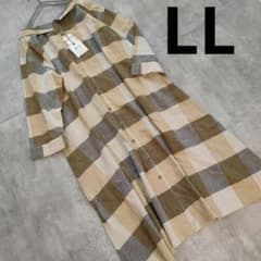 新品★studio CLIP ビッグシャツワンピース　２WAYチェック柄LL