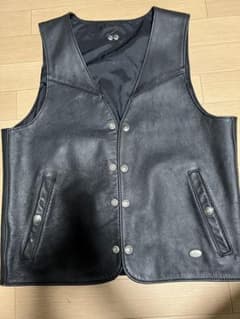 Harley-Davidson レザーベスト ブラック - メルカリ