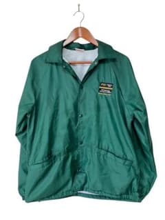 【USA製】90s Cardinal コーチジャケット 裏フリース 深緑 M