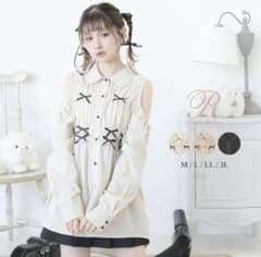 夢展望 オープンショルダーリボンチュニックシャツのサムネイル
