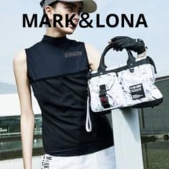 美品★MARK＆LONA ノースリーブハイネックシャツ 黒×メタル＆バックロゴ 美品☆MARK＆LONA ノースリーブハイネックシャツ 黒×メタル＆バック