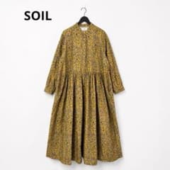 美品 SOIL バンドカラー ロングワンピース シャツワンピース 黄色 ソイル 美品 SOIL バンドカラー ロングワンピース シャツワンピース 黄色