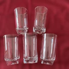 【未使用品】ガラス製角底グラス5個セットのサムネイル