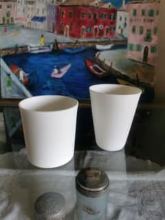 黒田泰蔵？ 白磁 端正な酒器 カップ オブジェ WASASABI購入 ２客セット 黒田泰蔵？ 白磁 端正な酒器 カップ オブジェ WASASABI購入 2客