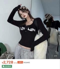 SHEIN トップス 韓国系 Y2K ブラック 春服 長袖Tシャツのサムネイル