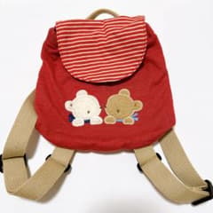 ファミリア クマ刺繍 赤いリュック - メルカリ