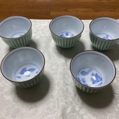 深川製磁 百年庵 笹青磁見込山水 しのぎ仙茶碗5客揃 - メルカリ
