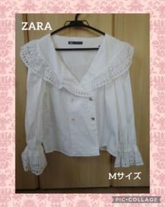 ZARAフリルシャツブラウス　M 長袖のサムネイル