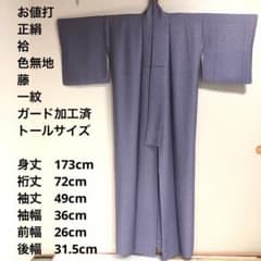お値打 トールサイズ】色無地 藤 花唐草 一紋 鷹羽 袷 裄丈72 身丈173