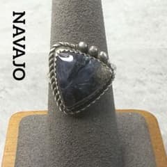 NAVAJO ナバホ H刻印 カラーストーンシルバーリング 黒 ブラック
