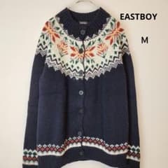 EASTBOYノルディック柄カーディガン ネイビー長袖秋物毛玉ありのサムネイル