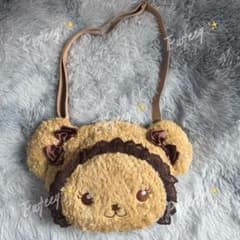 【美品】BABY くまくみゃ風 ポシェット｜ブラウン×ショコラリボン 美品】BABY くまくみゃ風 フェイスポシェット｜ブラウン×ショコラ