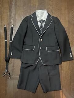 黒スーツセット (ショートパンツ)＋シャツ2枚＋ローファー＋サスペンダーセットのサムネイル