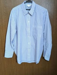 【H&M】 ストライプ柄 長袖シャツ ブルー×ホワイト XS　スリット深めのサムネイル
