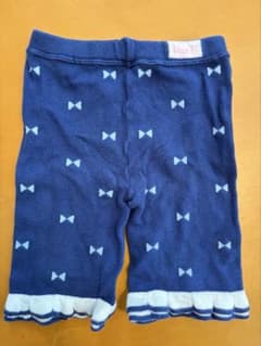 ミキハウスホットビスケッツ　リボン柄フリル裾ネイビーパンツ 100のサムネイル