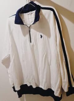 U.S. POLO ASSN. ハーフジップ スウェット ホワイト Lのサムネイル